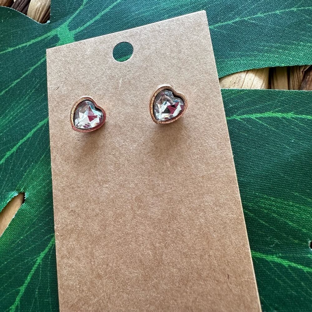 BOGO FREE silver crystal heart stud earrings